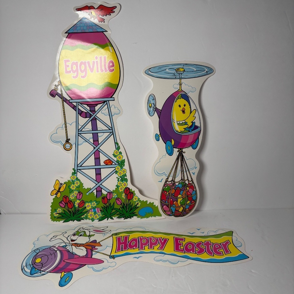 Vintage Trend Eggville Retro VIllage Die Cut Cardboard Easter Decoration‎ Egg - Picture 3 of 6